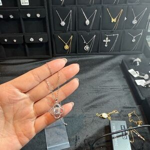 Silver Moissanite Pendant Necklace - Women Jewelry